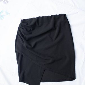 Nasty Gal Black Ruched Asymmetrical Skirt Stretch